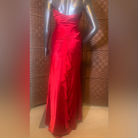 New! Betsy & Adam Red Halter Formal Prom Gown Dress 6 NWT Side Zipper Closure - Picture 11 of 14